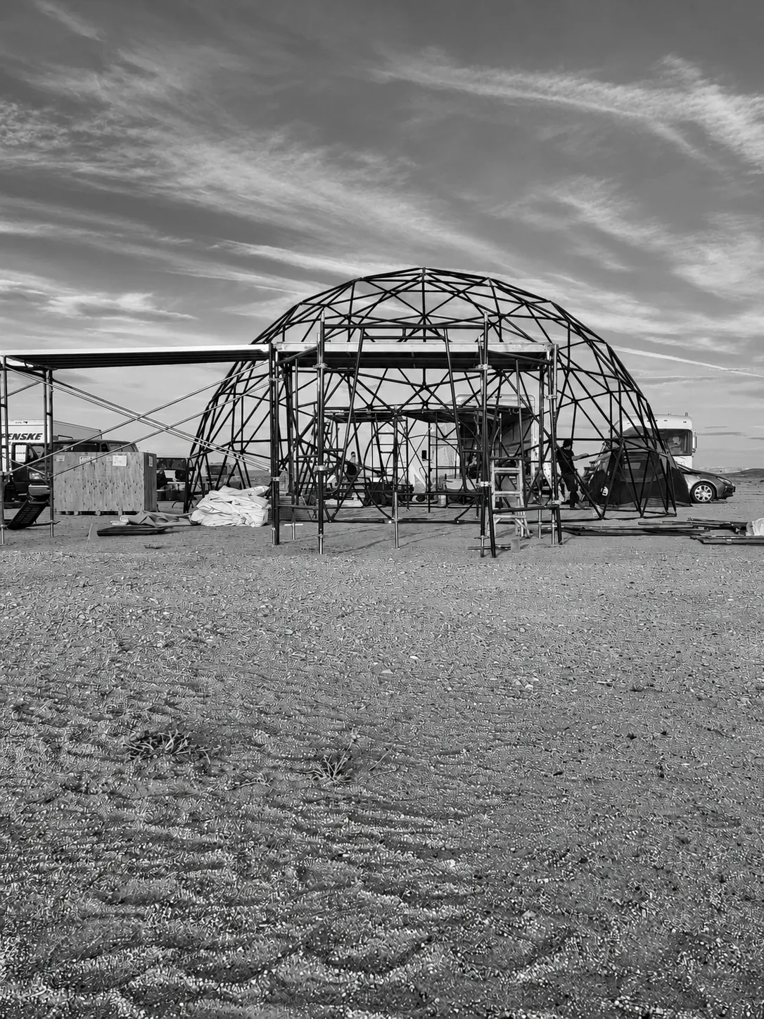Geodesic dome under construction